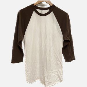 American Apparel Raglan 3/4 Sleeve T-Shirt - Brown Size M